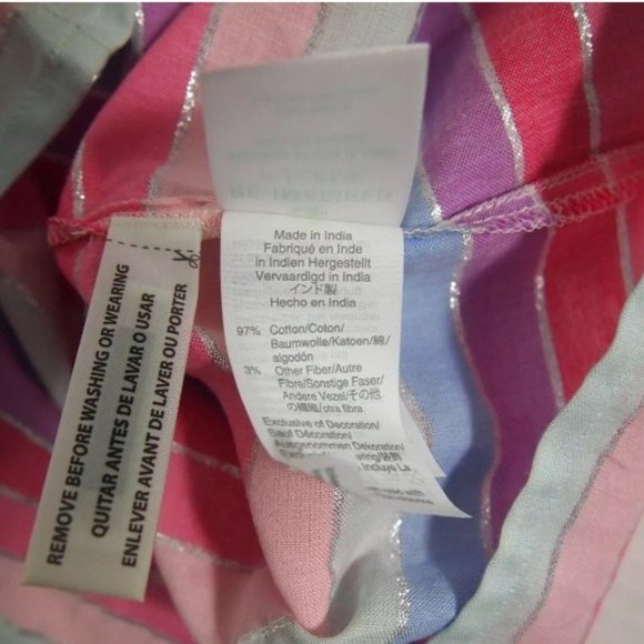 NWT J Crew AM634 Top S Colorful Metallic Candy Stripe Peasant Tassels Long Sleev - Picture 7 of 7